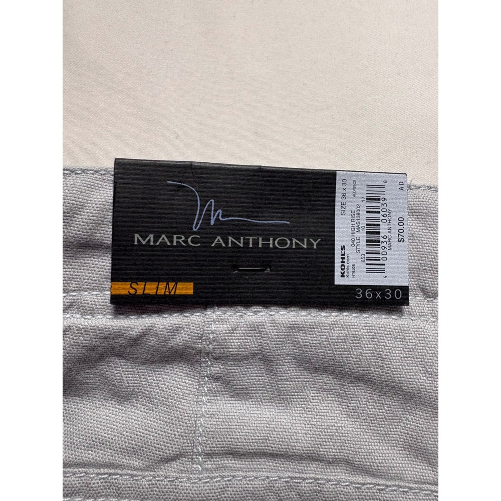 NWT Linen Blend Marc Anthony Slim Fit Trousers 36x30 Gray Summer Pants Vacation - Picture 7 of 7